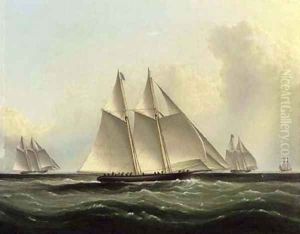The Great Ocean Race, 'Henrietta,' 'Fleetwing' and 'Vesta' by James E. Buttersworth