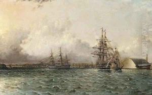An American 74 Gun Ship by James E. Buttersworth