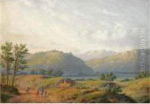 Figures In A Mountainous Summer Landscape