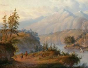 Travellers In A Mountainous Landscape