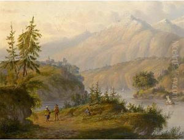Travellers In An Extensive River Landscape - view 1