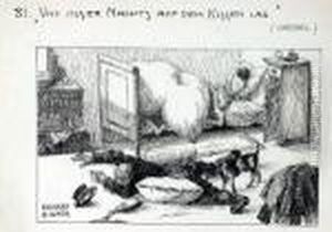 Karikatur - Und Als Er Nachts Auf Dem Kissen Lag by Richard Aigner