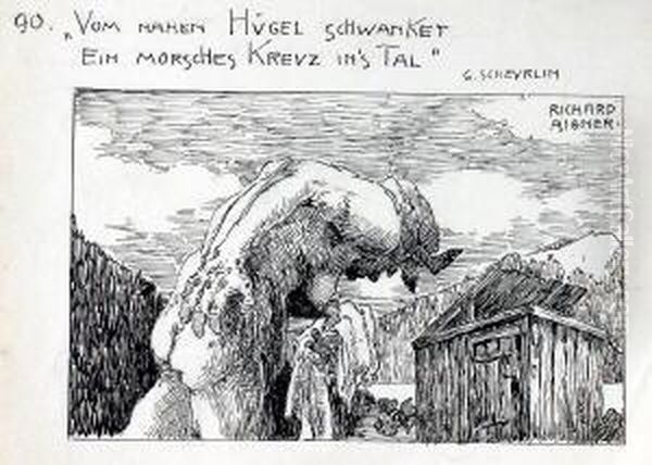 Vom Nahen Hugel Schwanket Ein Morsches Kreuz Ins Tal - view 1