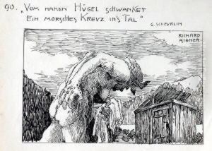Vom Nahen Hugel Schwanket Ein Morsches Kreuz Ins Tal by Richard Aigner