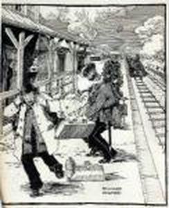 Karikatur - Kofferbombe Am Bahnsteig by Richard Aigner
