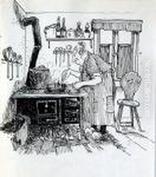 Karikatur - Vorstadtkuche - view 1