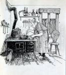 Karikatur - Vorstadtkuche Karikatur - Vorstadtkuche