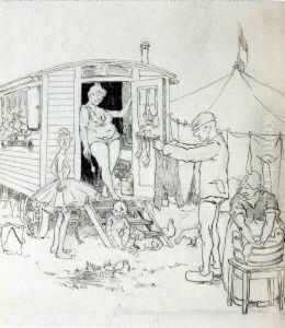 Karikaturentwurf - Waschtag Im Zirkus by Richard Aigner