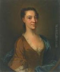 A Portrait Of Catherine Dacre, Half-length, Wearing A Brown Dress With A Blue Wrap