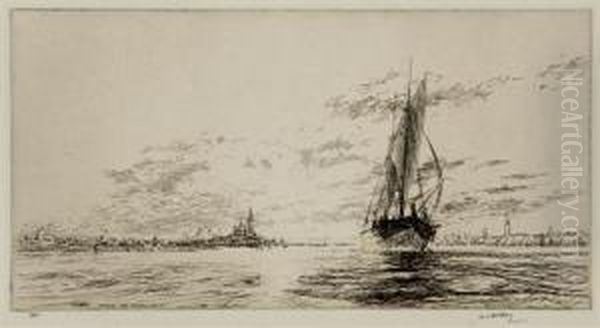 A Tartane Leaving Venice; Distant Salute - view 1
