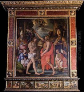 Baptism of Christ with Saints by Francesco Ubertini Bacchiacca II