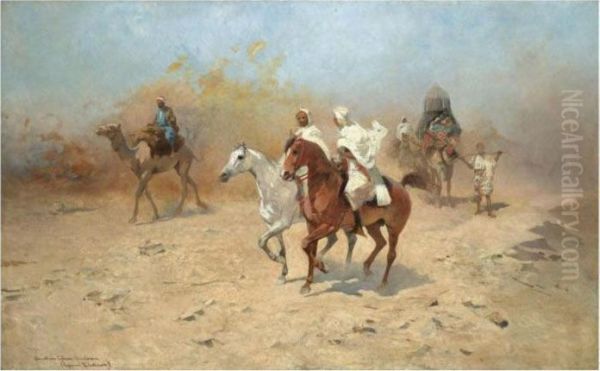 A Camel Caravan In The Desert - view 1