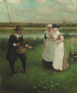 Izaak Walton and the Milkmaids by George Henry Boughton