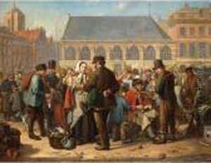 Many Figures On The Nieuwe Markt In Rotterdam by Jacob Akkersdyk