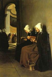 On the Pauper's Bench - Souvenir of Brittany by Francois Bonvin