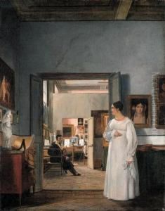 The Atelier Of Ingres In Rome by Jean Alaux