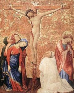 Christ On The Cross With A Carthusian Monk 1389-95 by Jean de Beaumetz