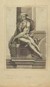 Sitzender Mannlicher Akt Nach Michelangelo. by Cherubino Alberti