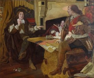 Cromwell dictating Dispatches to Milton by Ford Madox Brown