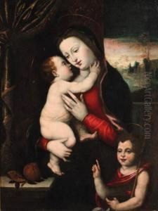 The Madonna And Child With The Infant Saint John The Baptist by Mariotto Albertinelli