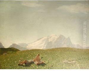 Bambini Sul Prato by Oreste Albertini