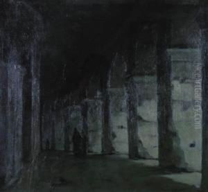 Interno Del Colosseo Con Figure by Gino Albieri