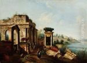 Capriccio Con Rovine Classiche E Paesaggio Fluviale