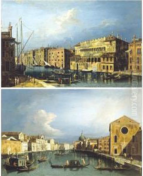 View Of The Grand Canal And The
Fondaco Dei Turchi; View Of The Grand Canal, Looking North East From
Santa Croce To San Geremia - view 1