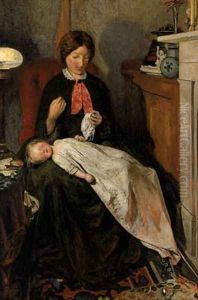 Waiting, an english fireside of 1854-5 by Ford Madox Brown