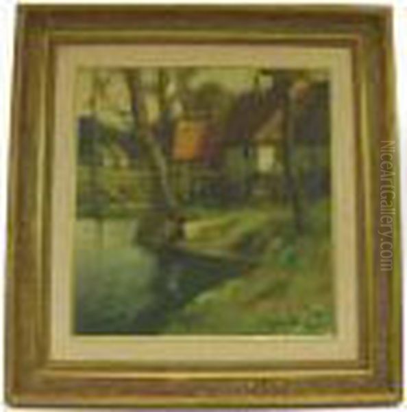 Cottages Along A River In Normandy - view 1