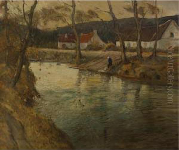 Farmhouses Beside A River - view 1
