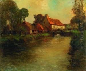 Cottages By A Stream
