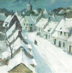 Normandy Village In Winter by George Ames Aldrich