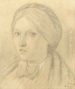 Portrait of Emma Madox Brown, bust-length by Ford Madox Brown