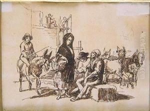 Escena De Mercado by Leonardo Alenza Y Nieto