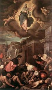 St Roche Among The Plague Victims And The Madonna In Glory 1575 by Jacopo Bassano (Jacopo da Ponte)