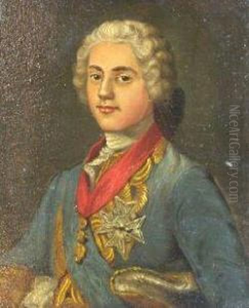 Half Length Portrait Of A Gentleman In Blue Coat Anddecorations - view 1