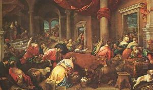 The Purification Of The Temple by Jacopo Bassano (Jacopo da Ponte)