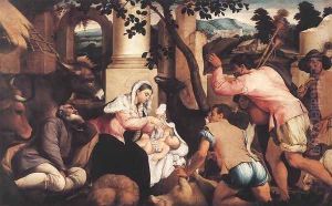 Adoration of the Shepherds 1544-45 by Jacopo Bassano (Jacopo da Ponte)