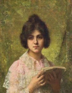 A Young Woman Holding A Book A Young Woman Holding A Book