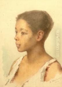 Portrait Of A Young Woman Head And Shouldersturned To The Left by Alexei Alexeivich Harlamoff