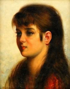 Portrait Of Young Girl by Alexei Alexeivich Harlamoff