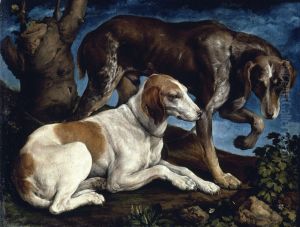 Two Hounds by Jacopo Bassano (Jacopo da Ponte)