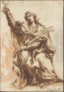 Une Allegorie De La Religion, Tenant Une Croix Et Un Calice by Alessandro Algardi