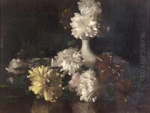 Still Life Of Dahlias by David Alison