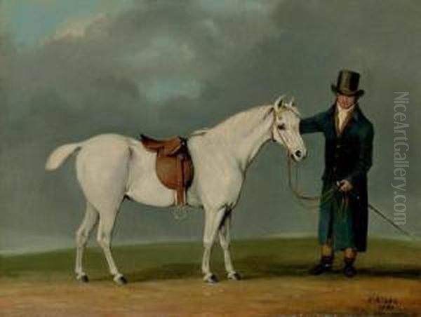 A Gentleman With A Saddled Grey Hunter - view 1