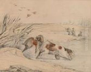 Duck Shooting - A Spaniel Retrieving A Mallard. by Samuel Jun Alken