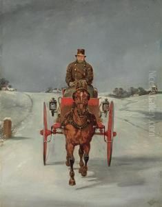 The Mail Cart In Winter by Henry Jr Alken