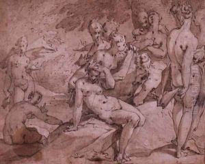 Diana and Callisto (2) (Illustration from Ovid's `Metamorphosis`) c.1595 by Abraham Bloemaert