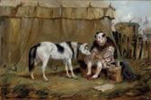 Circus Pony And Clown by Henry Jr Alken